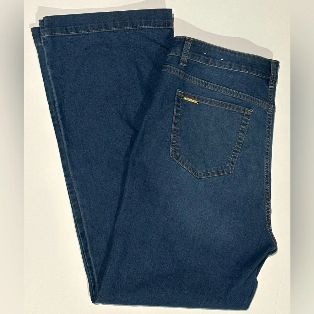 Michael Kors Womens Med Dark Wash Wide Leg Jeans Size 16 Flat Front Pockets